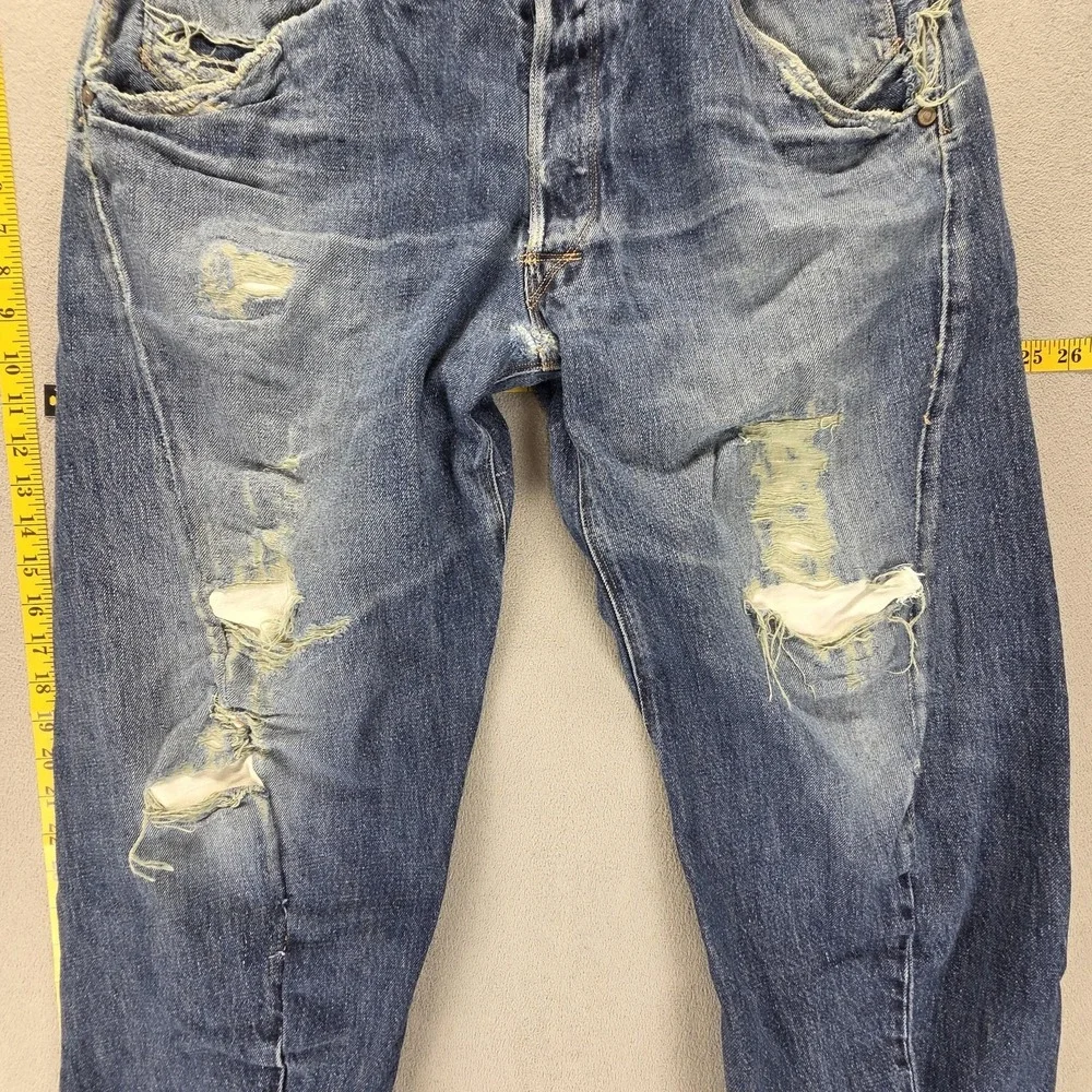 VTG Levis Engineered Jeans Mens Blue Cinch Back Twisted Altered Hem Fits 36x29